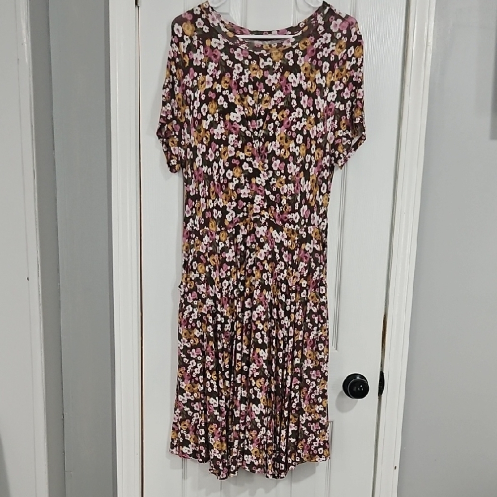 Torrid Pink and Purple Pleated Midi Sundress